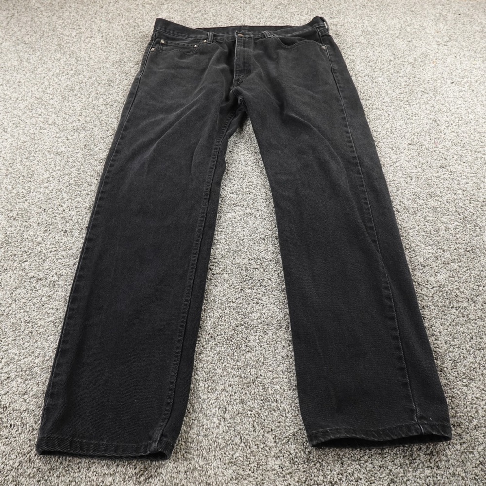 VTG Levis Jeans Mens 38X32 Dark Black Denim Pants 505 Straight Leg‎ Western Y2K